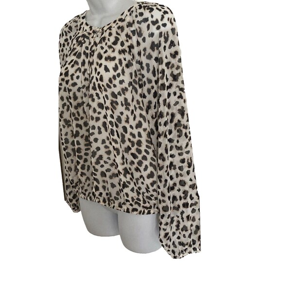 Express Chiffon Blouson Top Womens Small Animal Print Blouse Button Up Boho NWT - Picture 3 of 12